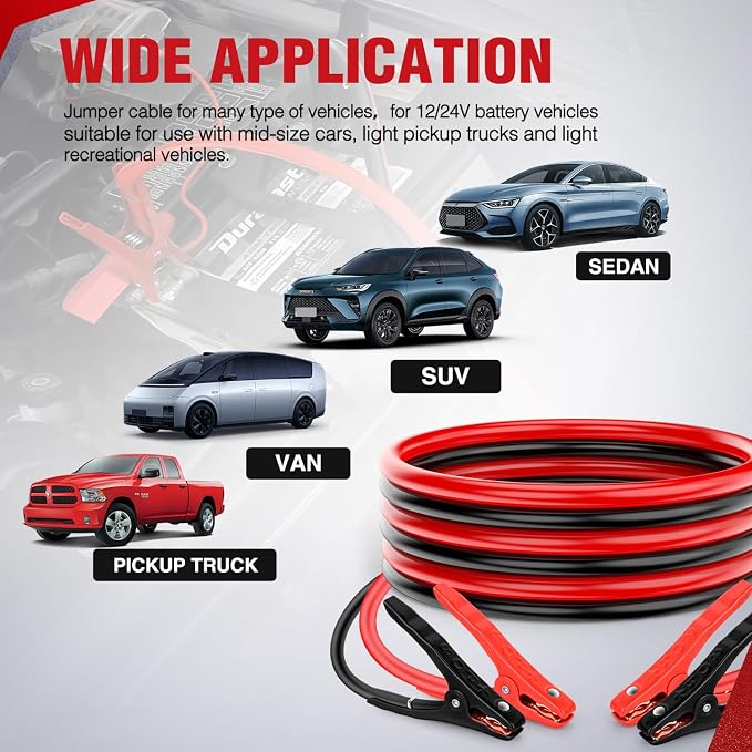 Nilight Jumper Cables for Car Battery 10 Gauge 12 FT Booster Cable Heavy Duty 200 A CCA with Carrying Bag Jump Start Emergency Kit Pickup Vans SUV Sedan Motorcycle