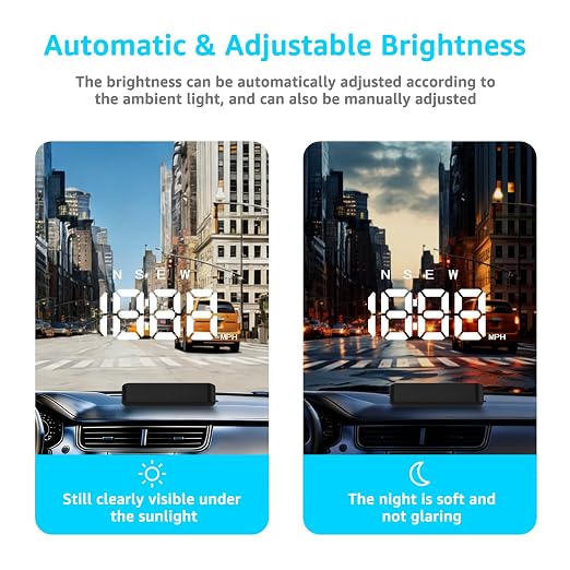 Heads up Display for Cars Windshield, Car HUD Display, HUD for Cars | USB Plug & Play, MPH/KMH Switch, Speed Calibration, Adjustable Brightness, Overspeed Alert, Large Font Display