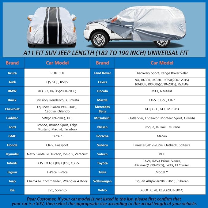 Car Cover Custom Fit for Subaru Forester,Mazda CX-5/CX5, Waterproof All Weather for Automobiles Full Exterior Cover Rain Sun Snow UV Protector.