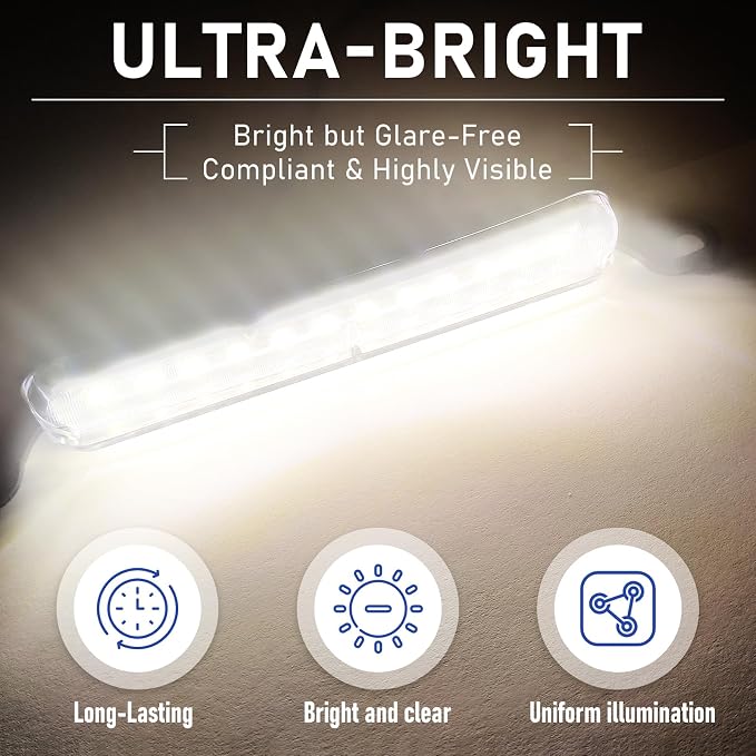 Xenon White LED License Plate Light, 12V DC Ultra Bright Assembly Replacement, Waterproof and Durable, Universal License Plate Light for Car Trailers RV Truck UTV ATV Boats.