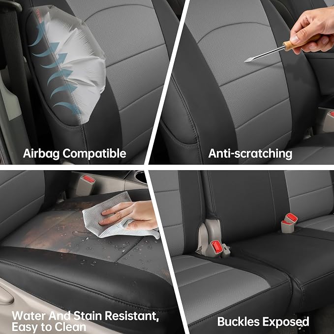 coverdream Sienna Car Seat Covers Custom Fit for 2011-2020 Toyota Sienna XLE,Limited,Limited Premium,2nd Row Captain Seats w/Foot Rest,Waterpoof Faux Leather Seat Protector(Full Set,Black/Gray)