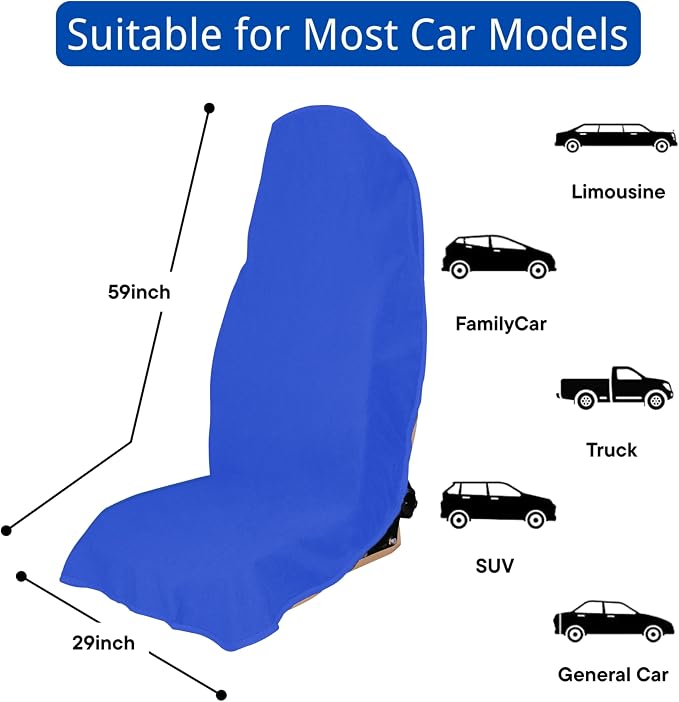 Waterproof Car Seat Cover for Front Seats, Protector for Cars SUVs Trucks, Sweat Towel Seat Covers Bucket for Gym,Workout,Beach,Hiking,Running and Swimming(Blue, 2PCS)