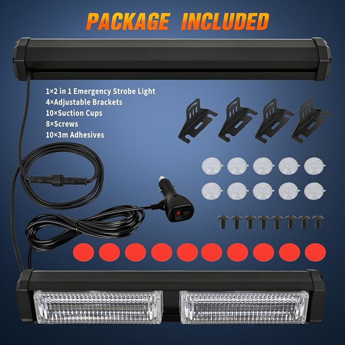 Nilight 40LED Green White Emergency Strobe Traffic Advisor Light Bar with Suction Cups Dash Safety Warning Hazard Flashing Lights Interior Front/Rear Windshield for Trucks Construction Vehicles