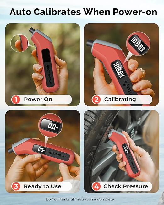 ETENWOLF T300 Plus Tire Pressure Gauge 200 PSI, Digital Tire Gauge with Bright LED Display, Tire Gauges for Tire Pressure with Presta Valve Adaptor (Vivid Orange)
