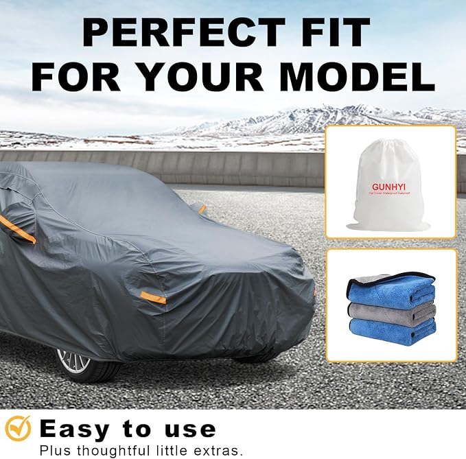 GUNHYI 16 Layers SUV Car Cover Waterproof All Weather Heavy Duty, Universal Fit Honda CRV, Toyota RAV4/Corolla Cross, Subaru CrossTrek, Audi Q3, Jeep Compass, Kia Seltos/Sportage, vw Taos etc.