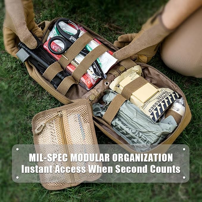 RHINO RESCUE IFAK Trauma Kit Pro with CAT Tourniquet (Red) | TCCC Compliant, Combat-Proven, Tactical Molle Pouch, Professional First Aid Kit, Military Medical Kit, HSA/FSA Approved