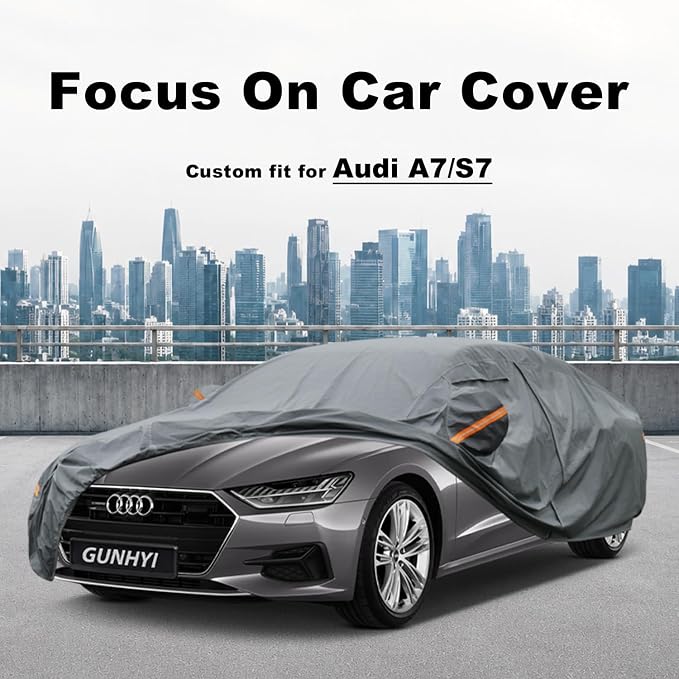 GUNHYI Premium Car Cover Custom Fit Audi A7/S7, 16 Layers Heavy Duty Car Cover Waterproof All Weather with Zipper Door for Sun Rain Snow Dust Uv Protection