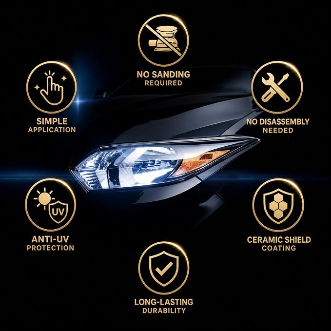 Callmynm Headlight Restoration Kit, 2026 New Car Headlight Cleaner & Restorer Kit, Restores Yellowed & Oxidized Headlights to Like-New Clarity for All Vehicle Types
