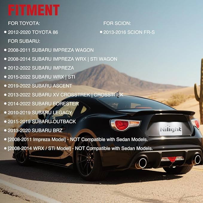 Nilight License Plate Lights Compatible with 2012 2013 2014 2015 2016 2017 2018 2019 2020 TOYOTA 86 with Black housing 6000K White 2PCS Pack