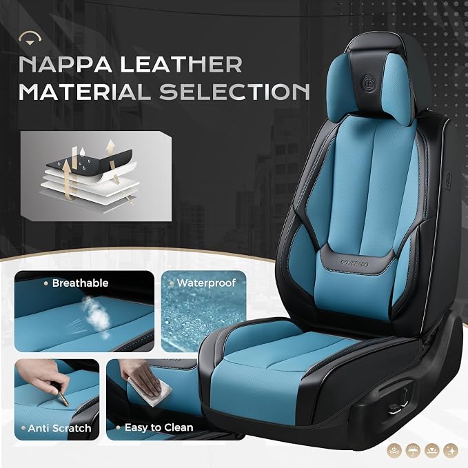 Coverado Car Seat Covers, Seat Covers for Cars, Waterproof Leather Auto Seat Protectors, Leather Car Seat Cushion, Car Interiors Accessories Universal Fit for Most Cars