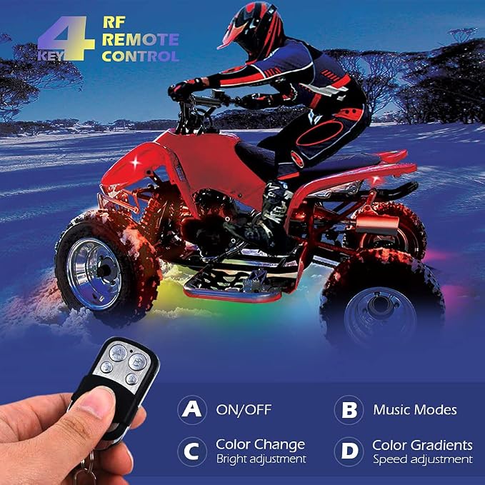 SHINIGHT 14 Pcs Motorcycle LED Light Kits, App Control Multicolor Waterproof Motorcycle LED Strip Lights with RF Remote, Music Sync & Multiple Scene Modes RGB LED Lights for Motorcycles