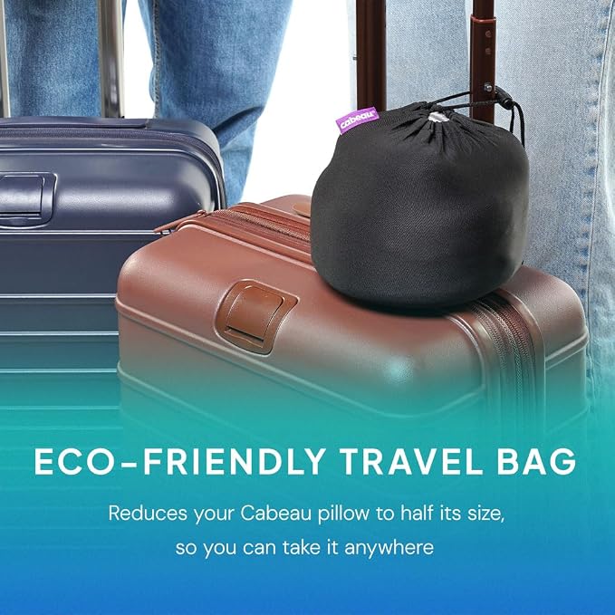 Cabeau Softest Neck Pillow for Travel – Evolution Earth Deluxe – 360° Head, Neck and Chin Support for Sleeping – Sustainable Memory Foam - Removable, Washable Cover with Compact Carrying Case (Fire)