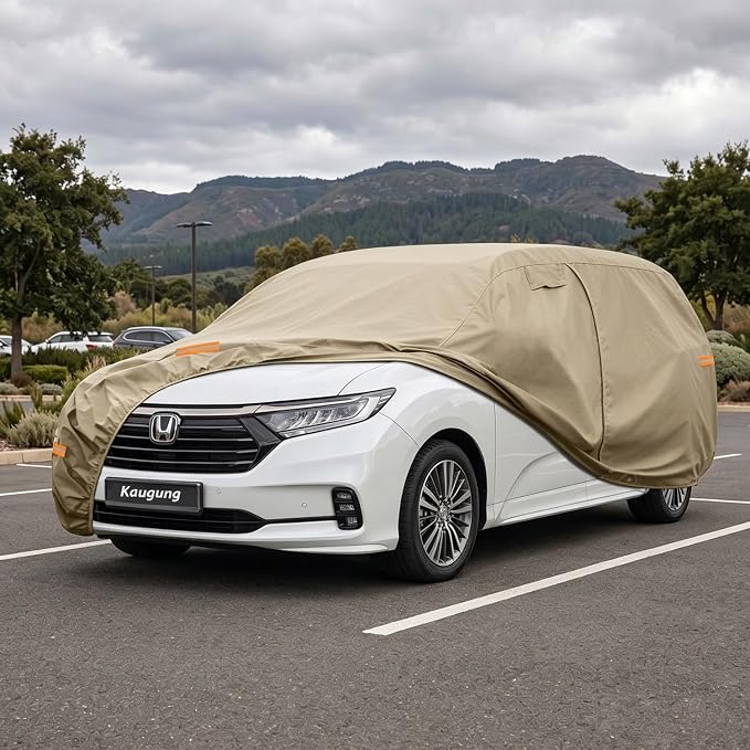 Kaugung Custom Fit Car Cover for Honda Odyssey Minivan (1999-2026), Heavy Duty All Weather Waterproof Outdoor Cover, Sun Rain Snow UV Protection with Driver Door Zipper & Air Vents