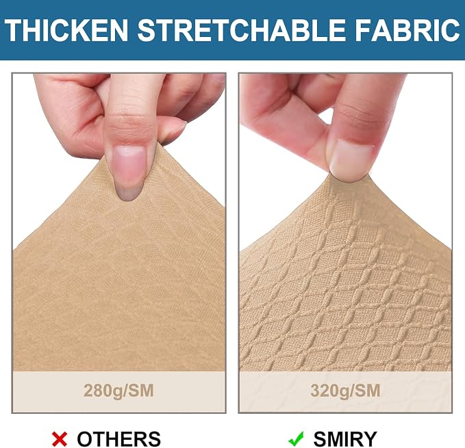 Smiry Waterproof Seat Covers for Dining Room Chairs Set of 4, Stretch Jacquard Removable Washable Chair Seat Slipcovers Protector, No Rear Covers, Camel