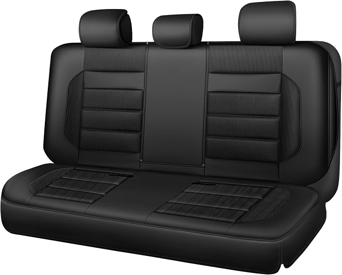 CAR PASS Memory Foam Car Seat Covers, Bench Seat Covers with 3D Thick Memory Foam, Luxury Breathable Airy Cool Rear Seat Covers, Automotive Comfort for Most Cars, Van,Trucks, SUVs(Rear,Black)