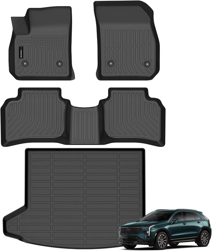 Auxko All Weather Floor Mats Cargo Mat Fit for Cadillac XT4 2026 2025-2019 TPE Liners Accessories Odorless Anti-Slip Floor Mats Cargo Mat