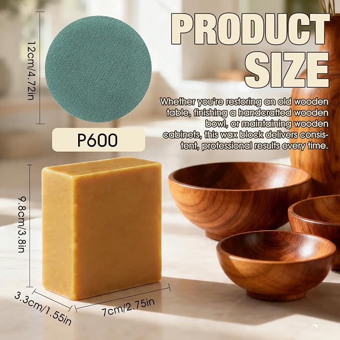 Carnauba Wax for Wood Rotary Buffing Wheel, Enhance Natural Grain | Pure Carnauba Wax Great for Crafts, Polishing and All Woodworking Projects, fills fine cracks, scratches, Easy to Apply, Safe