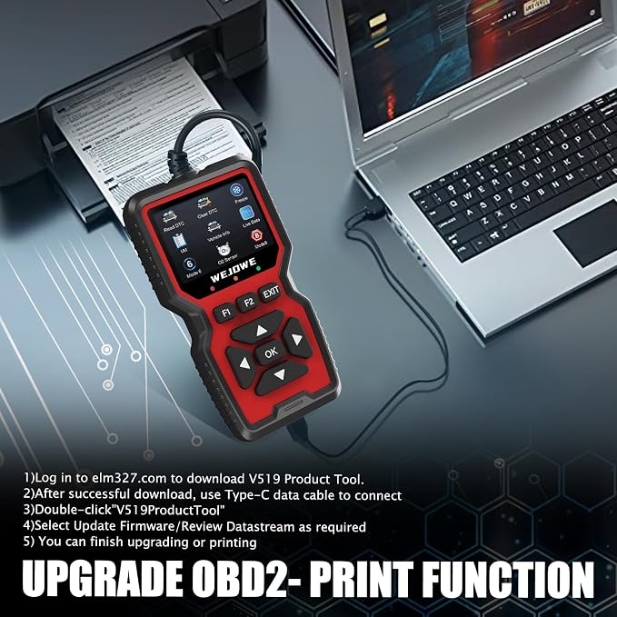 WEJOWE Upgraded OBD2 Scanner Diagnostic Tool, Check Engine Code Reader OBD2 Scanner with Reset, Battery Test Check Engine Light Mode 6, Mode 8 & I/M Car Diagnostic Scan Tool for All OBDII Car