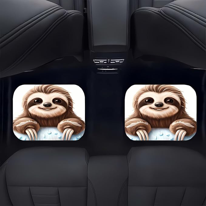 Universal Fit Car Floor Mats Set of 4Pcs, Cute Sloth Pattern All-Weather Front Rear Car Carpet Mats, Non-Slip Car Floor Mat Car Accessories for Automotive Trucks SUV Sedans Vans