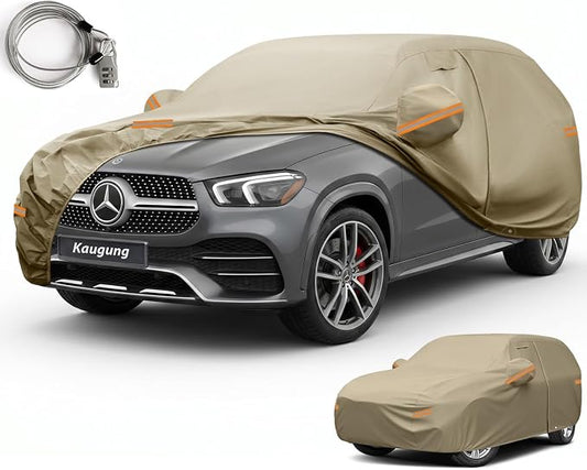 Kaugung Custom Fit Car Cover for Mercedes Benz GLE GLE350 GLE400 GLE450 GLE43 GLE53 GLE63 (2015-2026), Heavy Duty All Weather Waterproof Outdoor Cover with Driver Door Zipper, Mirror Pockets & Vents
