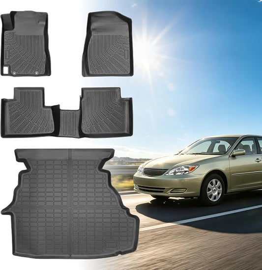 Floor Mats for Toyota Camry 2002-2006, Camry Floor Mats ONLY Sedan | TPE Non-Slip Waterproof Summer Winter, Front & Rear Row & Cargo