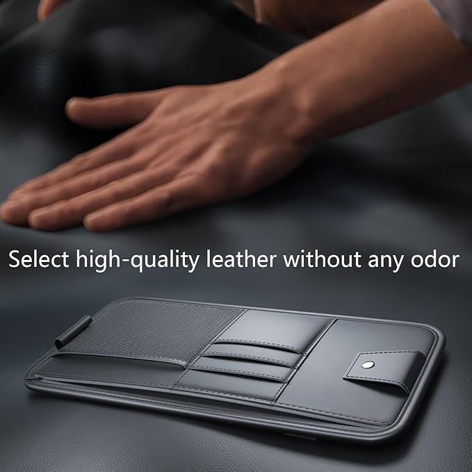 Large Car Visor Organizer Holder for Truck/SUV, Document Storage Pouch Holder with Multi-Pocket Net Zipper for Cards, License, Sunglasses, Pen, Key
