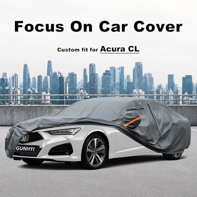 GUNHYI Premium Car Cover Custom Fit Acura CL, 16 Layers Heavy Duty Car Cover Waterproof All Weather with Zipper Door for Sun Rain Snow Dust Uv Protection