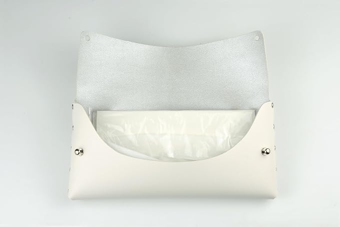Car Tissue Holder, Tissue Case for Sun Visor, PU Leather Backseat Napkin Holder with Clips (White)