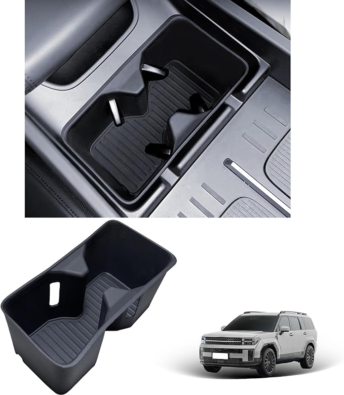 Cup Holder Insert for Hyundai Santa Fe 2026 2025 2024 Accessories Center Console Silicone Cup Holder Bottle Holder Organizer Non-Slip Interior Decoration for Hyundai Santa Fe 2024-2026 Black