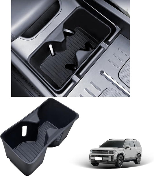 Cup Holder Insert for Hyundai Santa Fe 2026 2025 2024 Accessories Center Console Silicone Cup Holder Bottle Holder Organizer Non-Slip Interior Decoration for Hyundai Santa Fe 2024-2026 Black