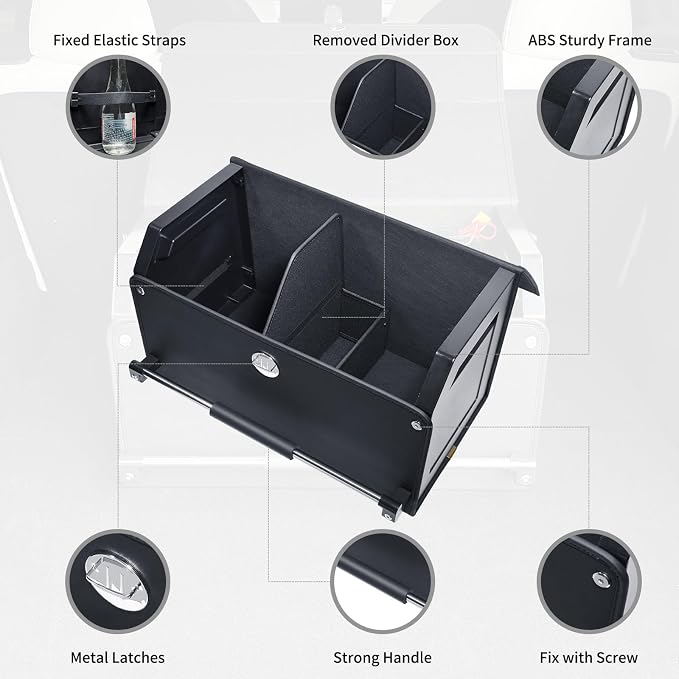 Trunk Organizer for Car with Lid Leather Trunk Organizer Car Organizer | SUV Trunk Organizer with Push-pull Handle Car Trunk Storage Organizer for Minivan, Truck, Sedan (Black, 20.47x11.42x12.2in)