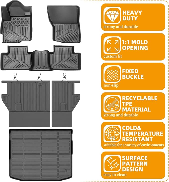 Floor Mats for Mitsubishi Outlander Sport 2011-2024, Outlander Floor Mats | Custom Fit Floor Liners & Seatback Mat & Cargo Liner, TPE Non-Slip Waterproof Summer Winter Outlander Sport Mats Accessories