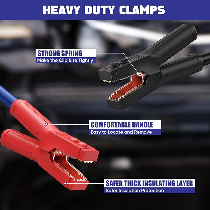 EXTRESPO 2/0 Gauge 30 FT Heavy Duty Jumper Cables, 1500Amp Quick Connect Booster Cables for 12V & 24V Cars, SUVs and Trucks, Kit with Carry Case, Gloves, Brushes