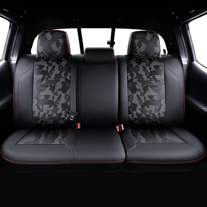 Carlimeki Leather Seat Covers Custom Fit for Tacoma Gen 3rd (2016-2023) | For Double & Crew Cab only - Fits SR, SR5, Limited, TRD Pro, TRD Sport, TRD Off-Road, Trail Special Edition - Fully Covered