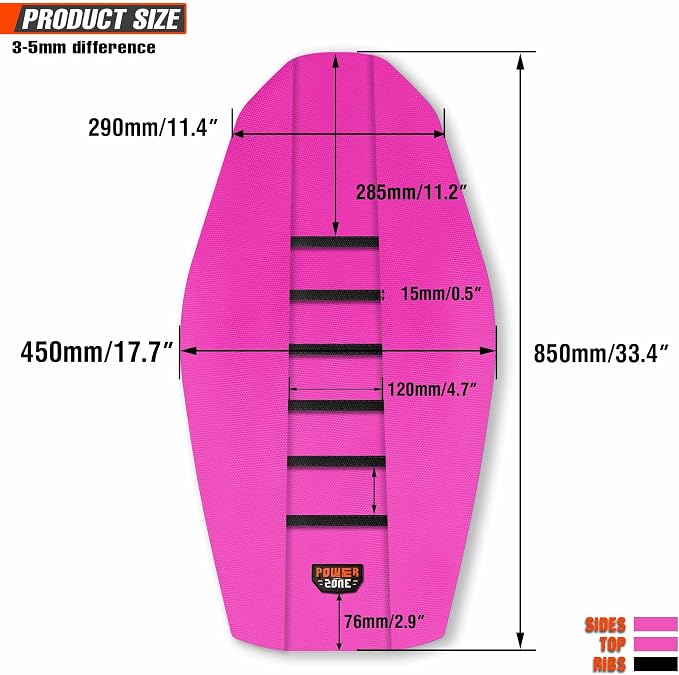 Motorcycle Universal Seat Cover Non-Slip Rubber Striped Gripper Soft Sewing for CRF WR WRF RMZ YZF SXF EXC EXC XC SX CR KLX Dirt Pit Bike Motocross Off Road (Pink)