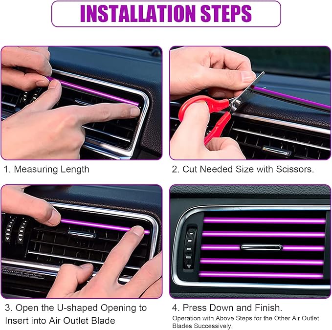 20 Pieces Universal Car Air Conditioner Vent Trim Decoration Strip Accessories, Waterproof Flexible Shiny Auto Car Interior Accessories for All Air Vent Outlet