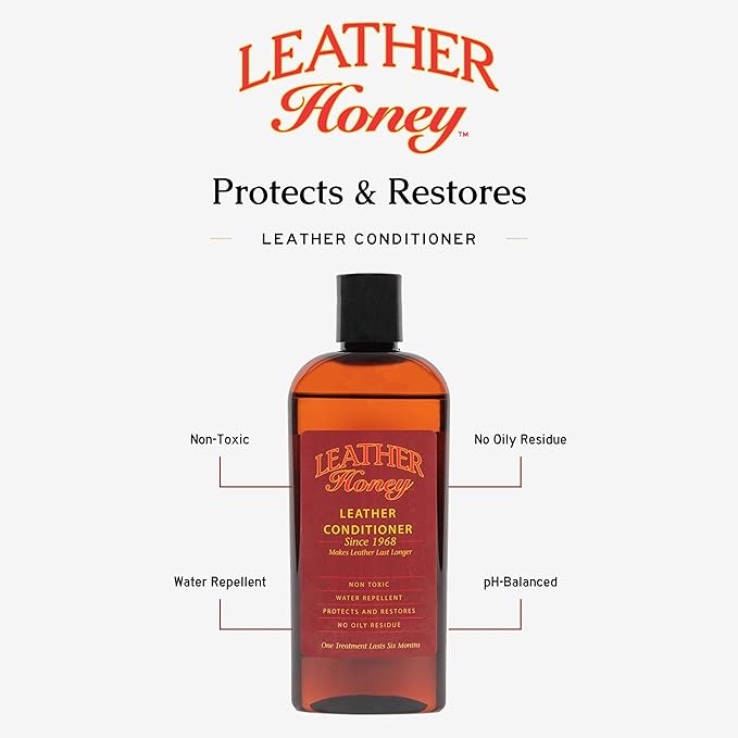 Leather Honey Cleaner and Conditioner Bundle with 16oz Spray Cleaner with UV Protectant and 8oz Conditioner