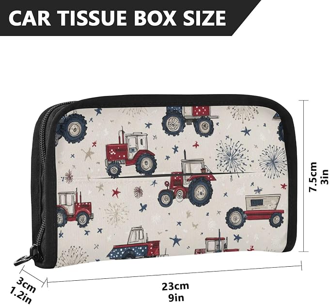 Car Visor Tissue Holder Mask Holder for Car, Car Tissue Box Sun Visor Napkin Holder Car Visor Accessories Adjustable Straps Reusable Durable Easy to Install Tractors July 4th Fireworks and St