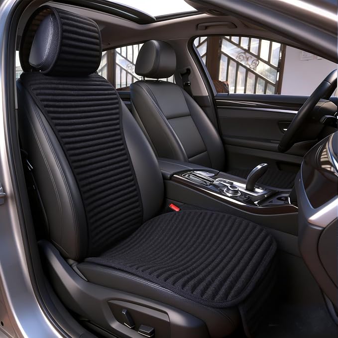 Suninbox Car Seat Covers,Cloth Car Seat Cover,Buckwheat Hull Cooling Car Seat Covers,Universal Car Seat Protector, Breathable Comfortable Ventilated Front Seat Only,Black
