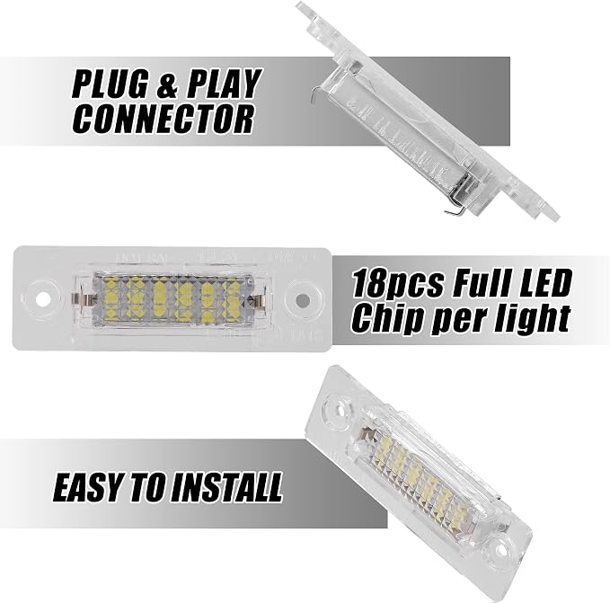 X AUTOHAUX 2pcs LED License Plate Light Car Number Lamp Replacement White Light for Volkswagen Passat 2001-2008 Jetta 2005-2010 Golf 2005-2007
