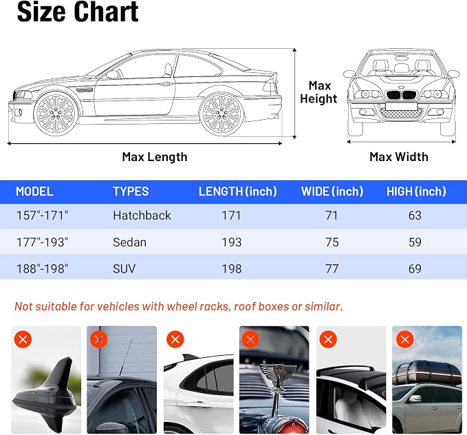 Favoto Hail Protector Car Cover Waterproof Sedan Car Cover | Hail Snow Rain Protection Padded Outdoor Heavy Duty with Reflective Strips Full Exterior Cover Fit for Sedans up to 194"