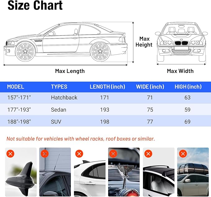 Favoto Hail Protector Car Cover Waterproof SUV Car Cover | Hail Snow Rain Protection Padded Outdoor Heavy Duty with Reflective Strips Full Exterior Cover Fit for SUVs up to 198"
