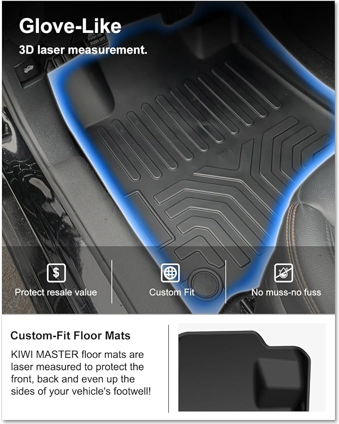 Kiwi Master Floor Mats for 2019-2026 Nissan Altima | Custom Fit, All Weather Car Mats, Heavy Duty TPE Floor Liners, Front & Rear 2 Row Set, Black