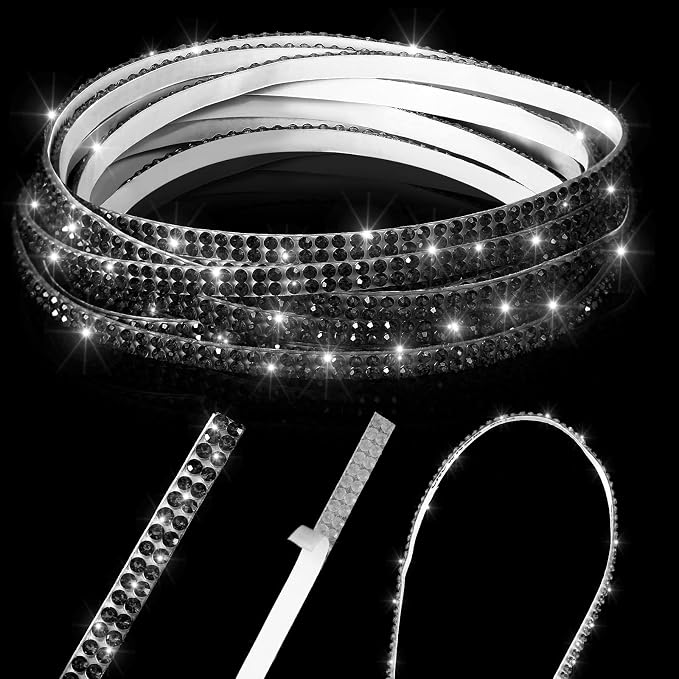 Kingdder 32.8 ft Bling Car Trim Self Adhesive Bling Car Accessories for Women Rhinestone Strip Glitter Diamond Sticker DIY Line Molding Dashboard Decal Shiny Auto Stuff for Interior Exterior Decor