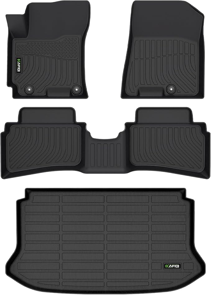 Floor Mats & Cargo Liner Set Fit for 2020-2026 Hyundai Venue (Cargo Liner Only Fit The Upper Layer) All Weather Protection TPE Anti-Slip Car Full Set Floor Liners Custom Accessories-Black