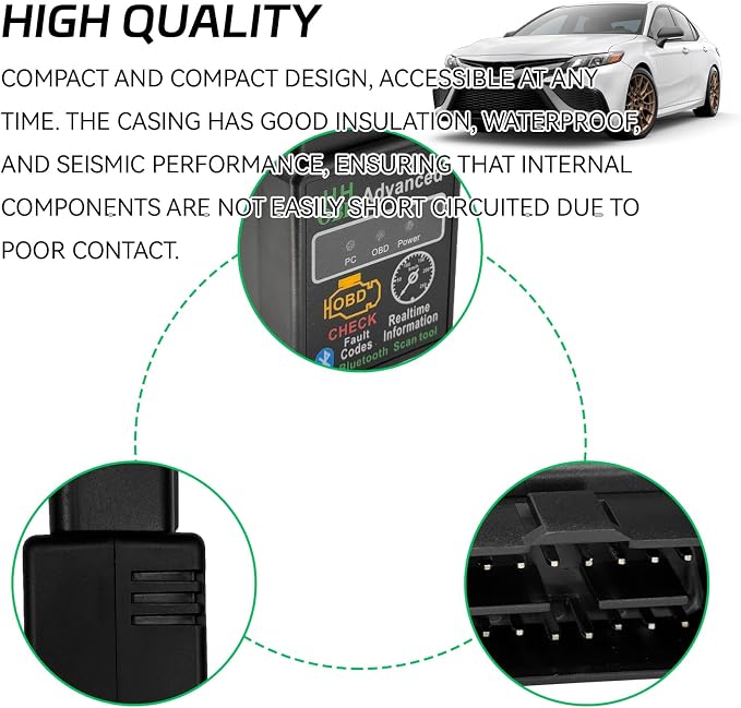 Bluetooth OBD2 Diagnostic Tool, OBD2 Scanner for Car, Wireless ELM327 V2.1 Code Reader, Reset & Clear Engine Fault Code Scanner with Exclusive App, Universal for iOS Android Windows (Black)