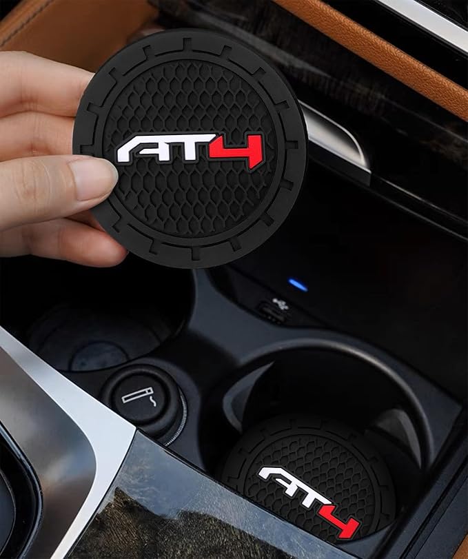 Car Cup Holder Coaster for GMC AT4,Series Recessed Silicone Cupholder Coaster Interior Accessories 2.75in 2Pieces Black