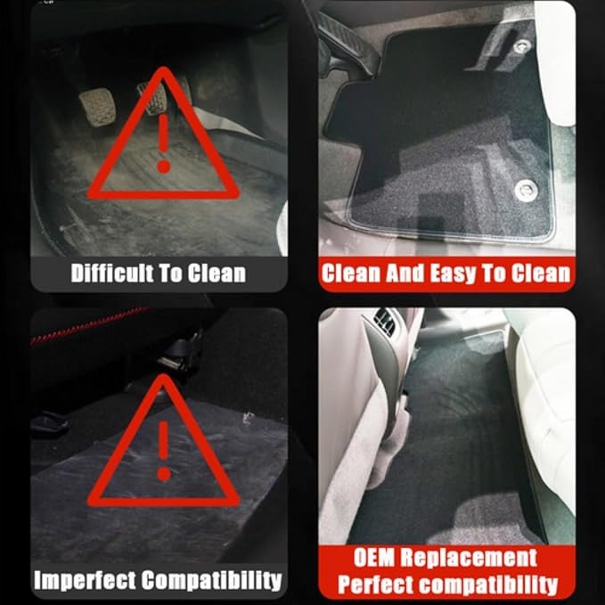 GXARTS 3PCS Front and Rear Velour Floor Mats Carpet Black Replacement Compatible with Honda Civic 2012 2013 2014 2015 Anti- Slip
