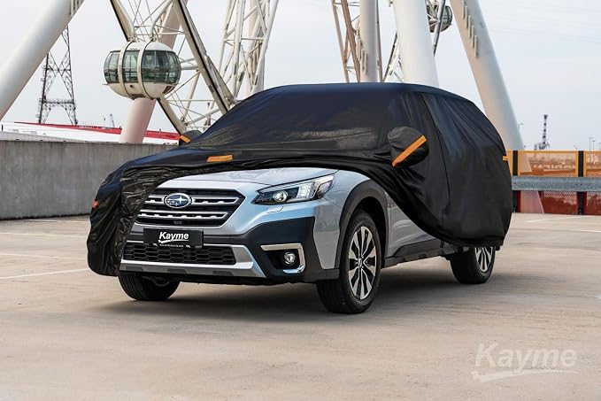 Kayme 7 Layers SUV Car Cover Custom Fit for Subaru Outback (1994-2025) Waterproof All Weather for Automobiles, Outdoor Full Cover Rain Sun UV Protection.Black
