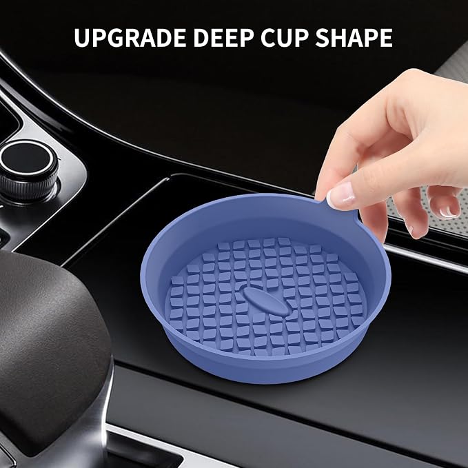 ME.FAN Car Cup Holder Coasters [4 Pack] Silicone Cups Mats, Automotive Universal Non-Slip Recessed Interior Accessories Navy Blue